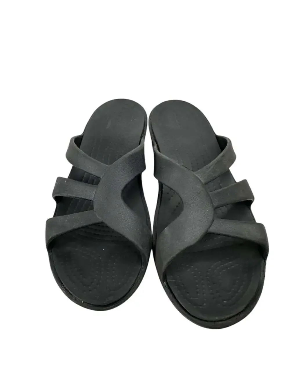 Crocs Sanrah Wedge Comfort Slide Sandals Black Lightweight Womens Size 9